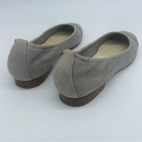 CHANEL CC Gray Flats Ballerinas Canvas and Snake Cap Toe Shoes Sz 38 - Picture 4 of 8